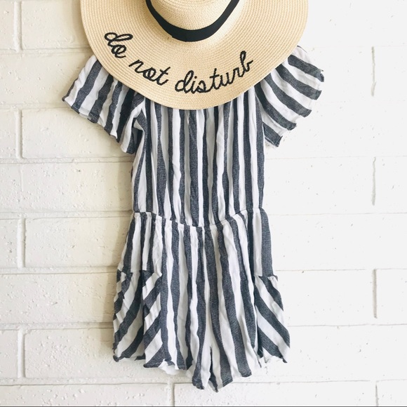 aubrey 3+1 Dresses & Skirts - 2/$25 Aubrey3+1 Striped Short Sleeve Romper